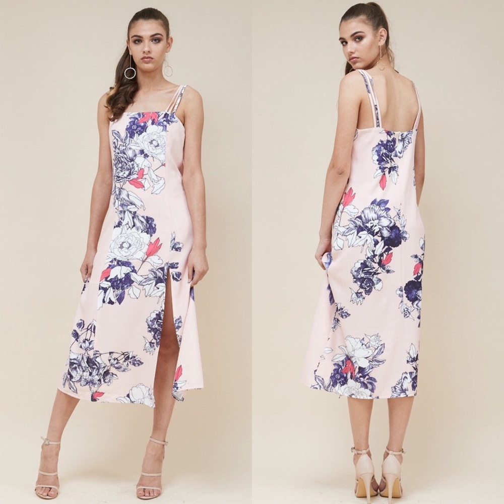 Morrisday pink floral odyssey strappy maxi dress